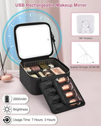 Relavel Initial Makeup Bag with LED Mirror for Women Girls, Personalized Travel Cosmetic Organizer Train Case, Birthday Gifts for Grandkids Bridesmaid Graduation Teacher Friends, Trendy Stuff, Black E