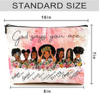 Cute Makeup Bag for Purse Canvas Waterproof Funny Cosmetic Bags for Women Zipper Travel Toiletry Pouch-African American Women Makeup Bags