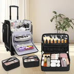 OCHEAL Hairstylist Traveling Case with a Large Makeup Travel Case for Hairstylist, Hairdresser Bag with Detachable Pouch,360° Rotatable Wheelsfor Hairdressing Tool Organizer