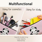Panda Gifts Pink Makeup Bag, Cute Baby Panda Guess What It's Pug Butt Cosmetic Bag, Travel Toiletry Bag for Daughter, Canvas Zipper Pouch