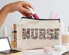 IWXYI Nurse Floral Makeup Bag - Zipper Pouch Travel Toiletry Bag For Women - Nurse Appreciation Gift