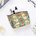 Tribal Aztec Native American African Ethnic Symbols Art Toiletry Bag Holder Portable Gift for Girls Women Large Capacity Travel Makeup Train Case for Cosmetics Digital Accessories Fashion Travel Bag