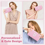 ChaoGreat Bride Gifts – Personalized Initial Makeup Bag with Pearl Rhinestone Patch, Preppy Pink Monogram Cosmetic/Toiletry Pouch, bridesmaid Gifts, Bridal Shower Gifts, Wedding Gifts, Bridal Gifts,U