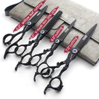 6+7 inch hair stylist barber scissors black plate dragon 440C hairdressing cutting scissors+thinning scissors (4PC)