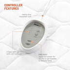 Degrees Of Comfort Heated Mattress Pad Twin Size | Zone Heating Electric Bed Warmer W/Auto Shut Off | Fit Up to 15 Inch | 12.5ft Long Cord - 39x75 Inch, White