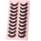 FARRED False Lashes Wispy Natural Strip Eyelashes 14mm Cat Eye Lash Strips Full Volume Fake Mink Eyelash Pack Natural Look 10 Pairs Short Thick Fluffy Cateye Pestañas Postizas for Women