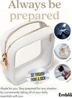 Clear Makeup Bag Zipper Pouch, Transparent Cosmetic Case Organizer, TSA Approved Travel Toiletry Case, Travel Accessories Essentials Makeup Tote for Women, Mini Cute Make up Bag for Purse - White