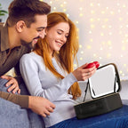 Travel Makeup Bag with LED Lighted Make up Case with Mirror 3 Color Setting Cosmetic Makeup Box Organizer Vanity Case for Women Beauty Tools Accessories Case Rechargeable