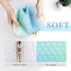 Aosbos Small Makeup Bag Travel Size Makeup Bag Cosmetic Travel Bag Cute Makeup Bags for Women Makeup Pouch Make Up Bag for Purse Gradient Green White
