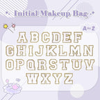 Personalized Makeup Bag Initial A-Z Preppy Patch Bag,Small PU Leather Travel Cosmetic Bag Pouch with Zipper,Purple Cute Toiletry Bag,Gift Ideal for Teen Girls Women Birthday Friend Mom,Latter A