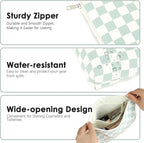 Checkered Makeup Bag, Travel Cosmetic Bag Organizer Toiletry Bag Make Up Bags with Zipper & Compartments for Women Girls, 2PCS