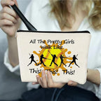 Softball Makeup Bag,A Gift for Players and Lovers,Customized Softball Makeup Bag with Lining,Cool Cosmetic Bags for Purse,A Must-Have Item for Softballs Moms