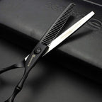 SHARONDS 6/7 Inch Professional 440C Hair Cutting Scissor Salon Hairdressing Thinning Shears Perfect for Barber and Home Use (6 in tooth)