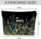 Small Makeup Bag for Purse Cute Canvas Waterproof Cosmetic Bags for Women Zipper Travel Toiletry Pouch-Wildflowers Makeup Bags