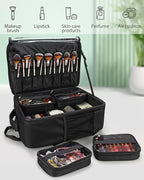 TANTO Makeup Backpack Makeup Artist Bag Professional Extra Large Cosmetic Bag Travel Train Case Storage Organizer Double-Layer Large Capacity Cosmetic Case with 4 Pouch(Black)