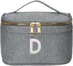 EURYNOME Makeup Bag with Custom Letter D, Water-Resistant Travel Organizer Pouch, (8.3x5.1x5.1 Inch) Cosmetic Case for Women