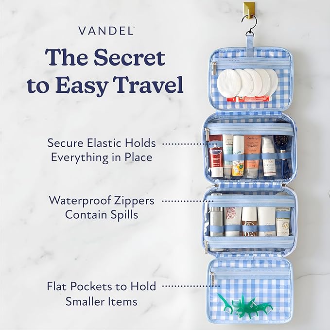 VANDEL Waterproof Hanging Toiletry Bag for Travelling, Hanging Makeup Bag, Cosmetic Travel Bags for Women Travel Toiletry Bags, Makeup Case Toiletries Organizer Hygiene Bathroom Shower Caddy