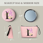Happy Birthday Friendship Bridesmaid Team Gifts for Employees Women Mom Aunt Daughter Teenage Girl Personalized Make up Cosmetic Bag Travel with Mirror Mothers Day Christmas Graduation L