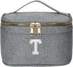 EURYNOME Makeup Bag with Custom Letter T, Water-Resistant Travel Organizer Pouch, (8.3x5.1x5.1 Inch) Cosmetic Case for Women