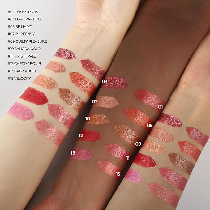 Anglicolor Glitter Metallic Coral Lipstick,High Impact Lipcolor,Lightweight Hydrating Formula Smooth and Non-Sticky,Orange Lipstick For Women,Full-Coverage Lip Makeup (05 BE HAPPY,4g)