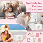 Small Personalized Initial A-Z Preppy Patch Makeup Bag,White PU Chenille Letter Travel Cosmetic Pouch with Zipper,Cute Toiletry Bag,Gift Ideal for Teen Girls Women Teacher Bridesmaid,Letter U