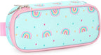 mibasies Girls Pencil Case for Kids, Multi-Slot Pencil Pouch, Rainbow Mint Green
