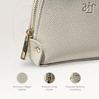 Small Makeup Bag For Purse - Elegant & Compact Cosmetic Pouch For On-The-Go Beauty - Travel Essentials (Gray)