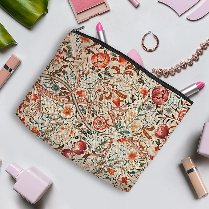 3pcs Colorful Flower Makeup Bag, Abstract Botanical Flower Cosmetic Bag, Christmas Wedding Anniversary Birthday Friendship Gifts for Women Girls Best Friends Sister Bestie Grandma Travel Toiletry Bag