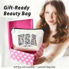 Retro Floral USA 4th of July Makeup Bag, America Patriotic Cosmetic Bags for Women, Red White and Blue USA Toiletry Bag for Women, cosmetic bag, makeup case