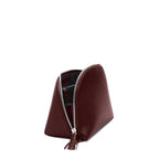 Leatherology Bordeaux Clamshell Makeup Bag – Leather Cosmetic Bag with Waterproof Lining, Interior Zip Pocket & Double Tassel Zip Closure for Travel or Vanity Organization