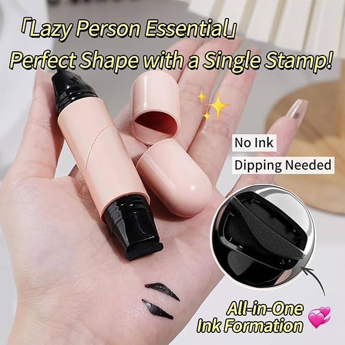 Foldable Eyeliner Stamp,Winged Eyeliner Stamp,Gel Eye liner Pencil Set for Perfect Wings,Smudge Proof & Waterpoof Eye Liner,Easy Eye Stencil Makeup Tool (2PCS-Black)