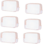 6 Packs Clear Cosmetics Bags for Women Men Waterproof Toiletry Bags PVC Makeup Bags Organizer Case with Zipper for Travel Bathroom (6 pink Colors)