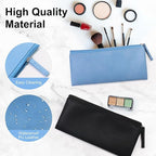 SumDirect PU Leather Cosmetic Pencil Bags - Small Soft Makeup Pouch with Zipper, Pencil Pouch Case Simple Comestic Organizer