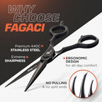 Fagaci Hair Scissors Professional 4.5” 440C Steel for Superior Precision, Extremely Sharp Blades Hair Cutting Scissors for Women & Men, Durable Sharpness Hair Shears for Hair Cutting, Barber Scissors