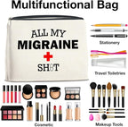 Medicine Cosmetic Bag Headache Migraine Awareness Gifts, All My Migraine Bag Zipper Makeup Pouch