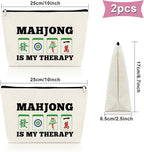 Sazuwu Mahjong Gifts for Women 2PCS Makeup Bag Gifts for Mahjong Players Mahjong Themed Gifts Cosmetic Bag Mahjong Gifts Funny Happiness Gifts for Mahjong Lover Retirement Gift Birthday