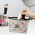 Positive Affirmations Makeup Bag Self Love Gifts Mental Health Gifts Inspirational Gifts for Women Female Girl Sister Friend Counselor Coworker Birthday Friendship Graduation Travel Toiletry Bag