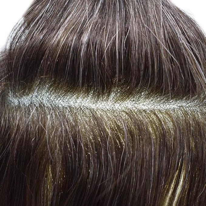 FACE MIRACLE Toupee for Men Lace Center Mens Toupee Hairpiece for Man Human Hair Replacement System Lace Center with Poly around Hair Units Mens Wig Hair Prosthesis 6"X9" #4ASH