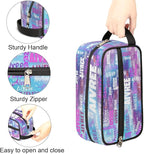 Personalized Travel Cosmetic Bag Waterproof Makeup Bags, Custom Name Purple Blue Galaxy Organizer Case Toiletries Container Bag