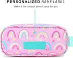 mibasies Girls Pencil Case for Kids, Multi-Slot Pencil Pouch, Rainbow Pink
