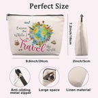 Travel Gifts for Women Best Gifts for People Who Travel Makeup Bag Excuse Me While I Travel The World Cosmetic Bag fo r Travelers Friends Flight Attendant Graduation Friendship Gift Funny Makeup Bag