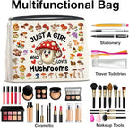 Mushroom Gifts Makeup Bag Mushroom Gifts for Women Teen Girls Sister Friend, Mushroom Lovers Gifts, Just a Girl Who Loves Mushrooms Zipper Makeup Pouch