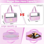 Personalized Initial Clear Makeup Bag Purple Cosmetic Bag Set Large Travel Toiletry Bag, Cute Clear Make Up Bags Organizer Bag for Girlfriend Teacher Gifts Teen Girl Gifts Trendy Stuff E (Purple)