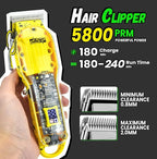 DSP Hair Clipper, Trimmer, Shaver Kits for Men Professional Barber Clipper and Trimmer Sets with Travel Case, Rechargeable, LED Display, Yellow