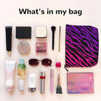 MOLAIGIN Zebra Print Black Pink Cosmetic Bag For Women, Travel Makeup Bag, Toiletry Zipper Bag, Large Capacity Aesthetic Cases