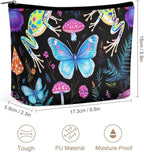Small Zipper Cosmetic Case, Portable Makeup Case, Toiletry Bag, Travel Cosmetic Toiletry Bag Goth Moon Frogs Moth Butterfly Magical Mushroom Leaves