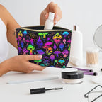 Mushrooms Small Makeup Bag for Women - Leather Travel Cosmetic Bag Make Up Pouch Mini Travel Zipper Pouch - Makeup Organizer Bag