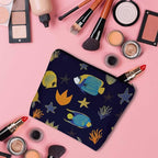 Sea Animal Makeup Bags Makeup Organizer, Ocean Sea Turtle Starfish Seaweed Flax Toiletry Bags Travel Cosmetic Bag Makeup Purse Pouch Skincare Bag Wallet Bags For Women Female Mom Daughter