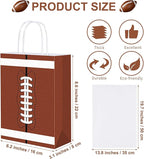 durony 16 Pieces Football Gift Bags with Handles Football Party Favor Bags Paper Treat Bags Football Goodie Bags Candy Snack Bags Football Theme Party Decorations for Birthday Party Supplies