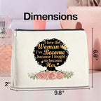 Makeup Bag Black Girl Gifts for Women, Black Woman Gifts I Love the Woman I've Become Because I Fought Cosmetic Bag Zipper Makeup Pouch Afro Girl